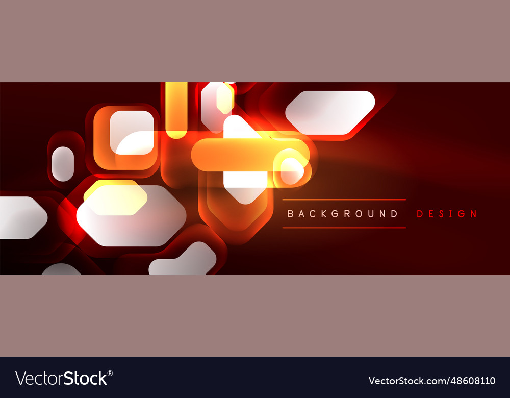 Neon lines squares and round shapes abstract