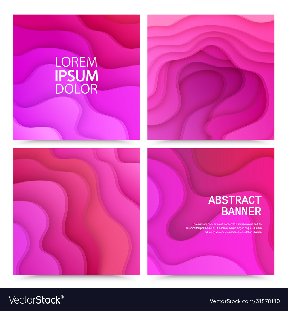 Paper cut background set with 3d abstract