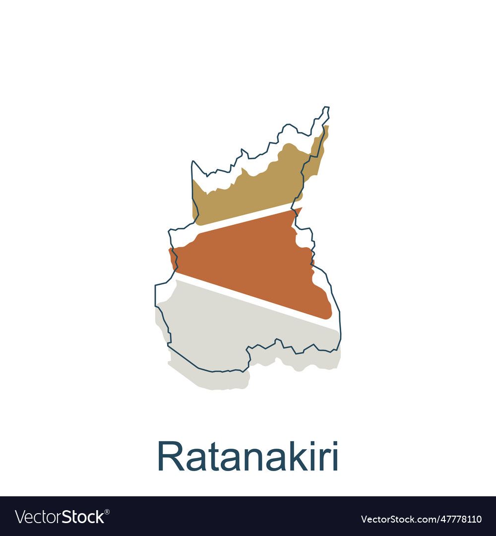 Ratanakiri map high detailed provinces Royalty Free Vector