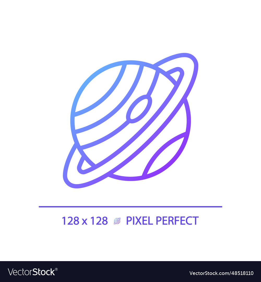 Saturn pixel perfect gradient linear icon vector image Saturn pixel perfect gradient linear icon