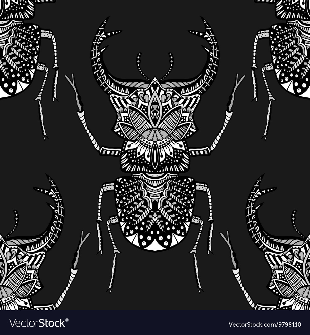 Seamless pattern with beetle
