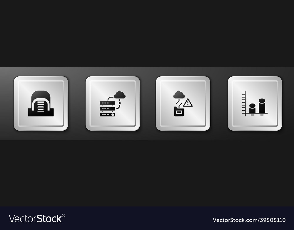 Set hangar with servers network cloud connection vector image Set hangar with servers network cloud connection