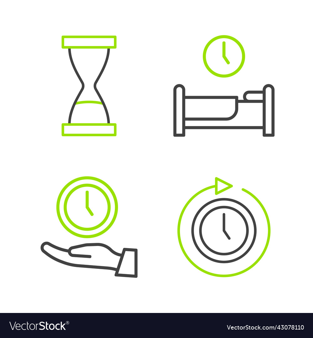 Set line clock with arrow time to sleep and old vector image Set line clock with arrow time to sleep and old
