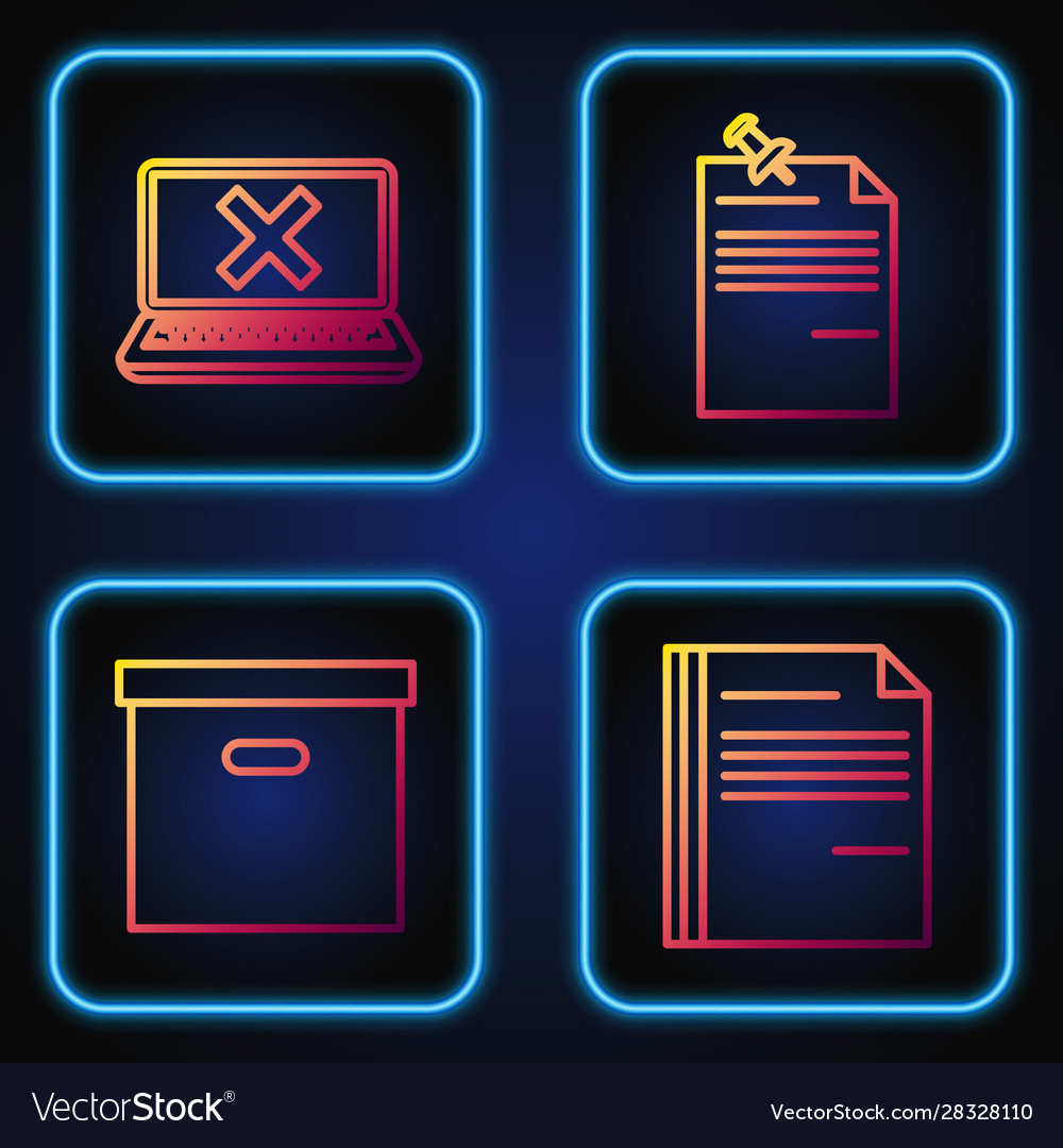 Set line file document carton cardboard box vector image Set line file document carton cardboard box