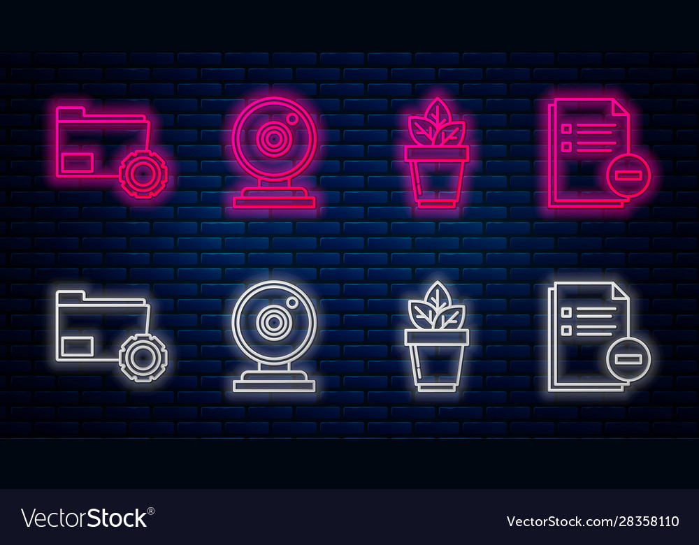 Set line web camera flowers in pot folder vector image Set line web camera flowers in pot folder