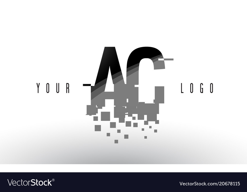 Ac a c pixel letter logo with digital shattered