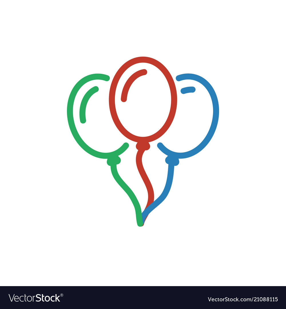 Balloon color icon line decoration vector image Balloon color icon line decoration