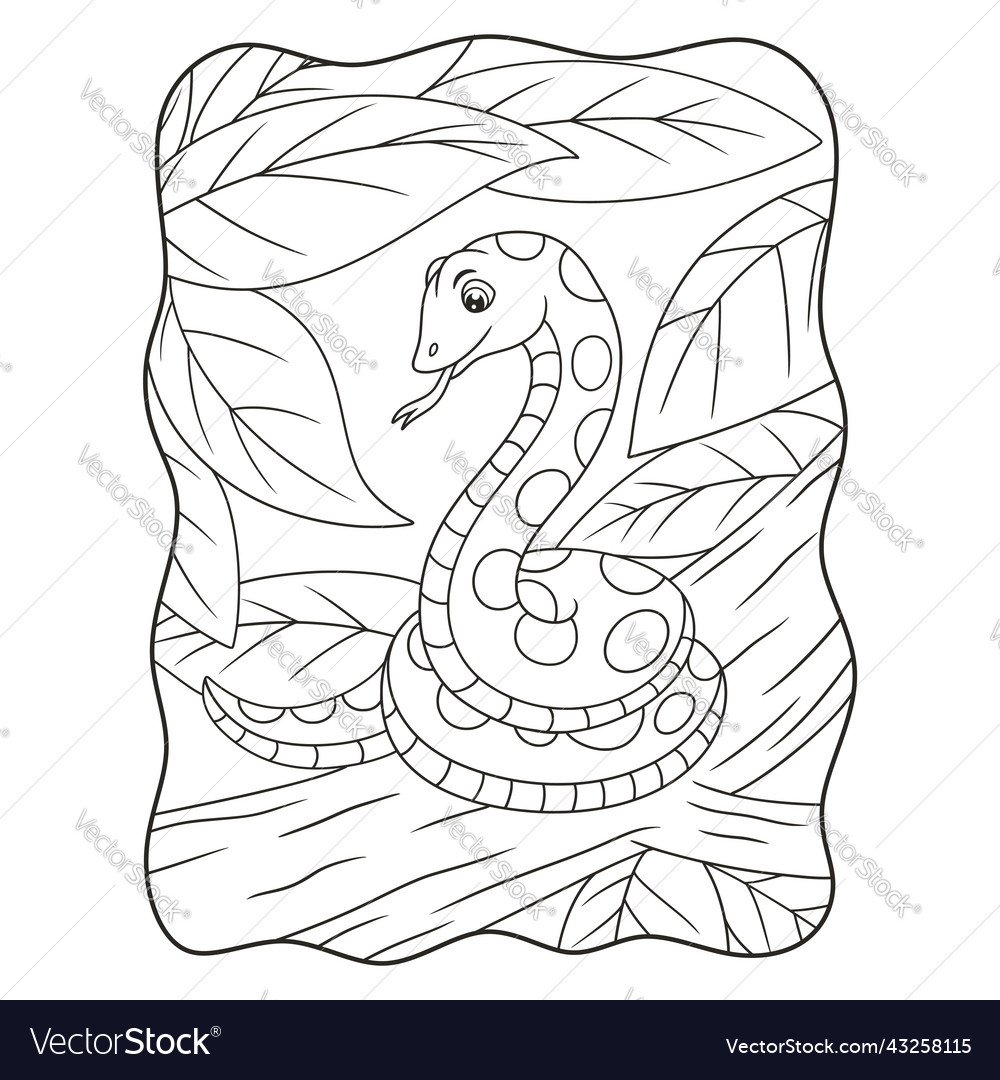 Cartoon a snake relaxing on big and tall tree Vector Image