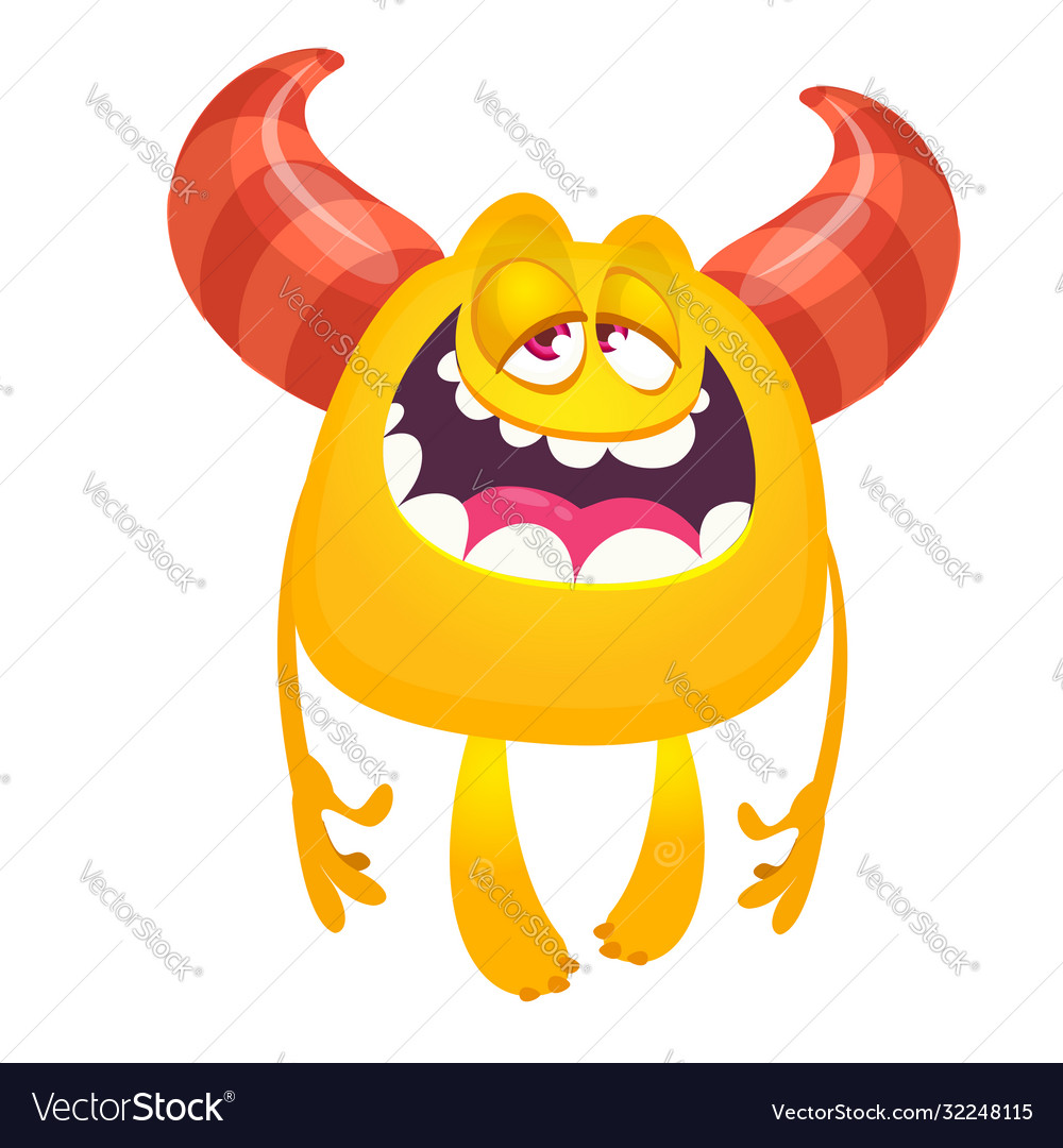 Cartoon happy sleepy or shy monster halloween Vector Image