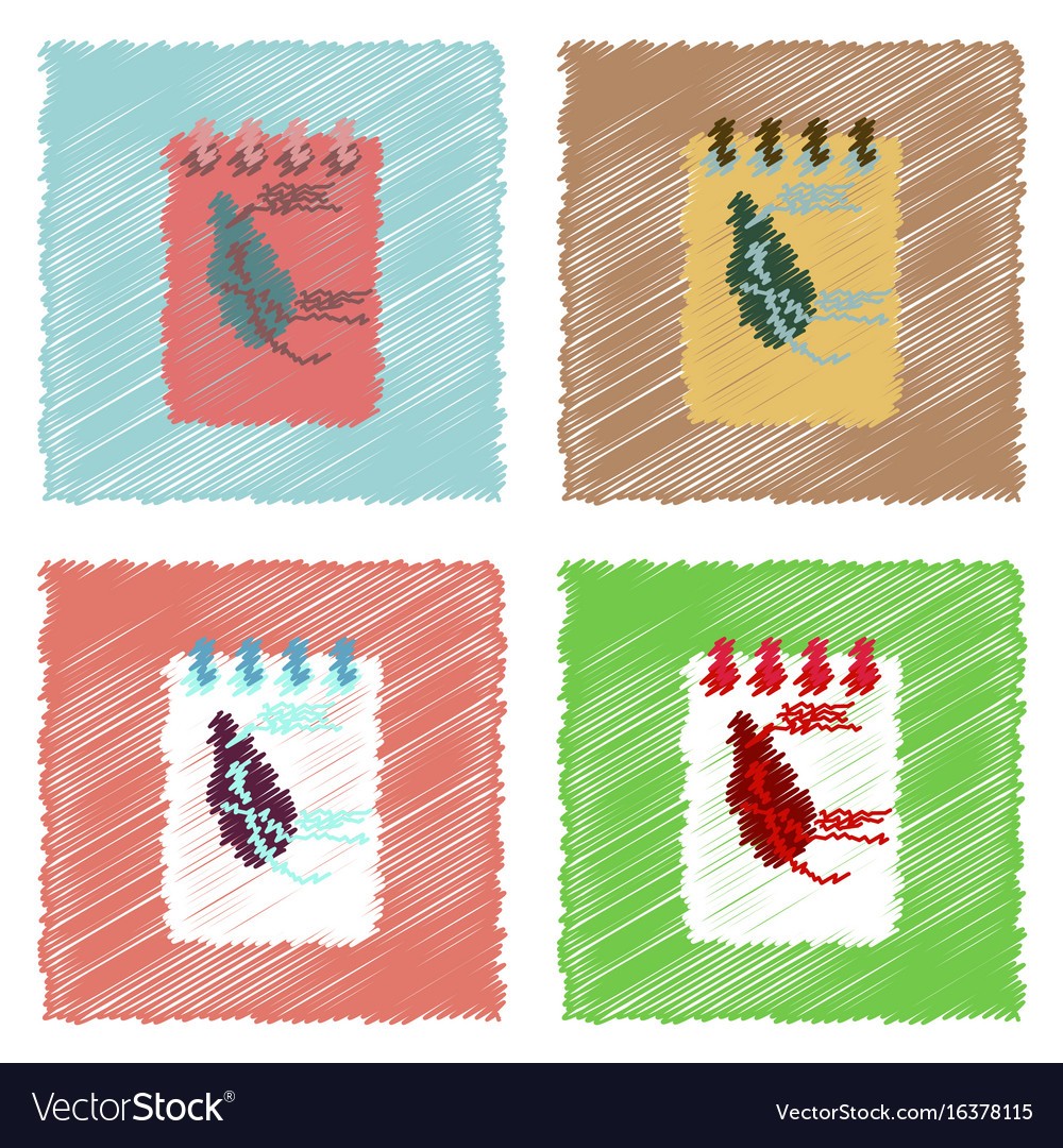 Collection of flat shading style icons notebook