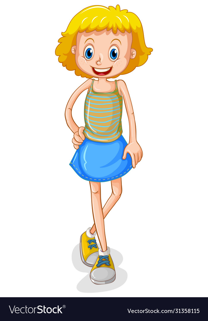 Cute girl standing on white background Royalty Free Vector