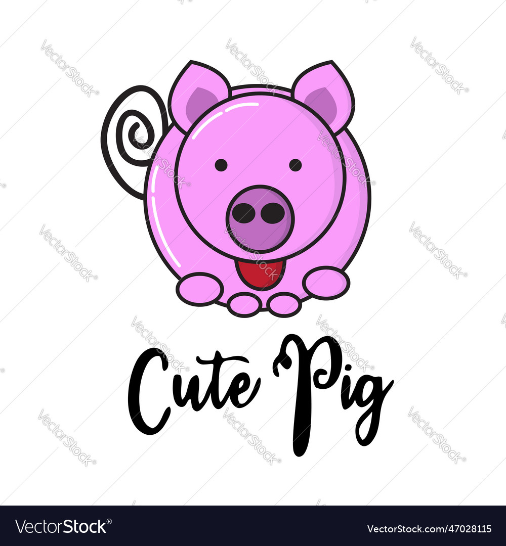 Cute looking pig or swine flat