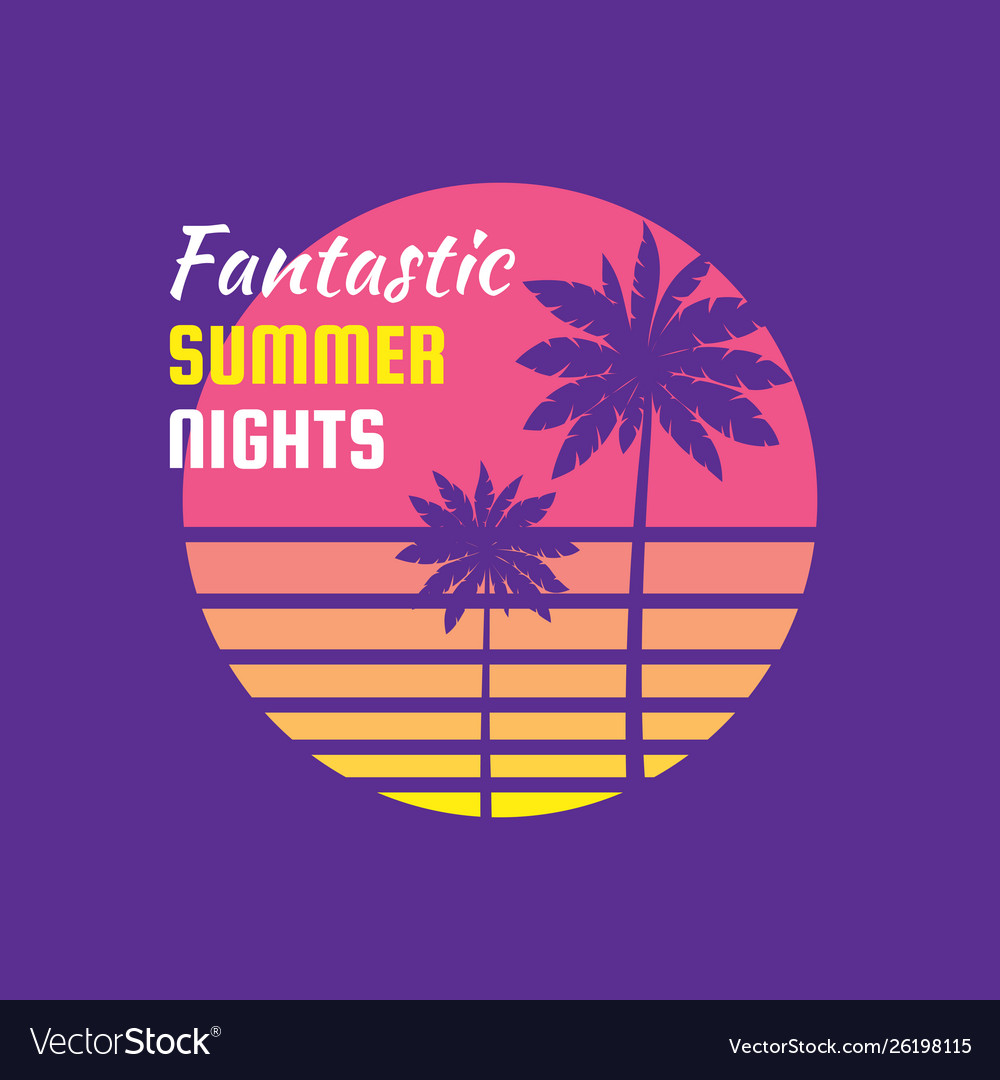 Fantastic summer nights - concept badge ill Vector Image