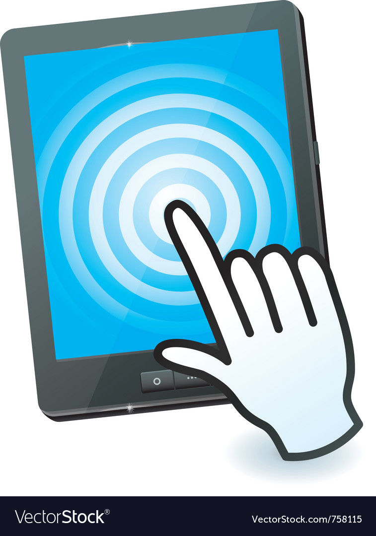 Hand cursor and tablet pc with touchscreen Vector Image Hand cursor and tablet pc with touchscreen Vector Image