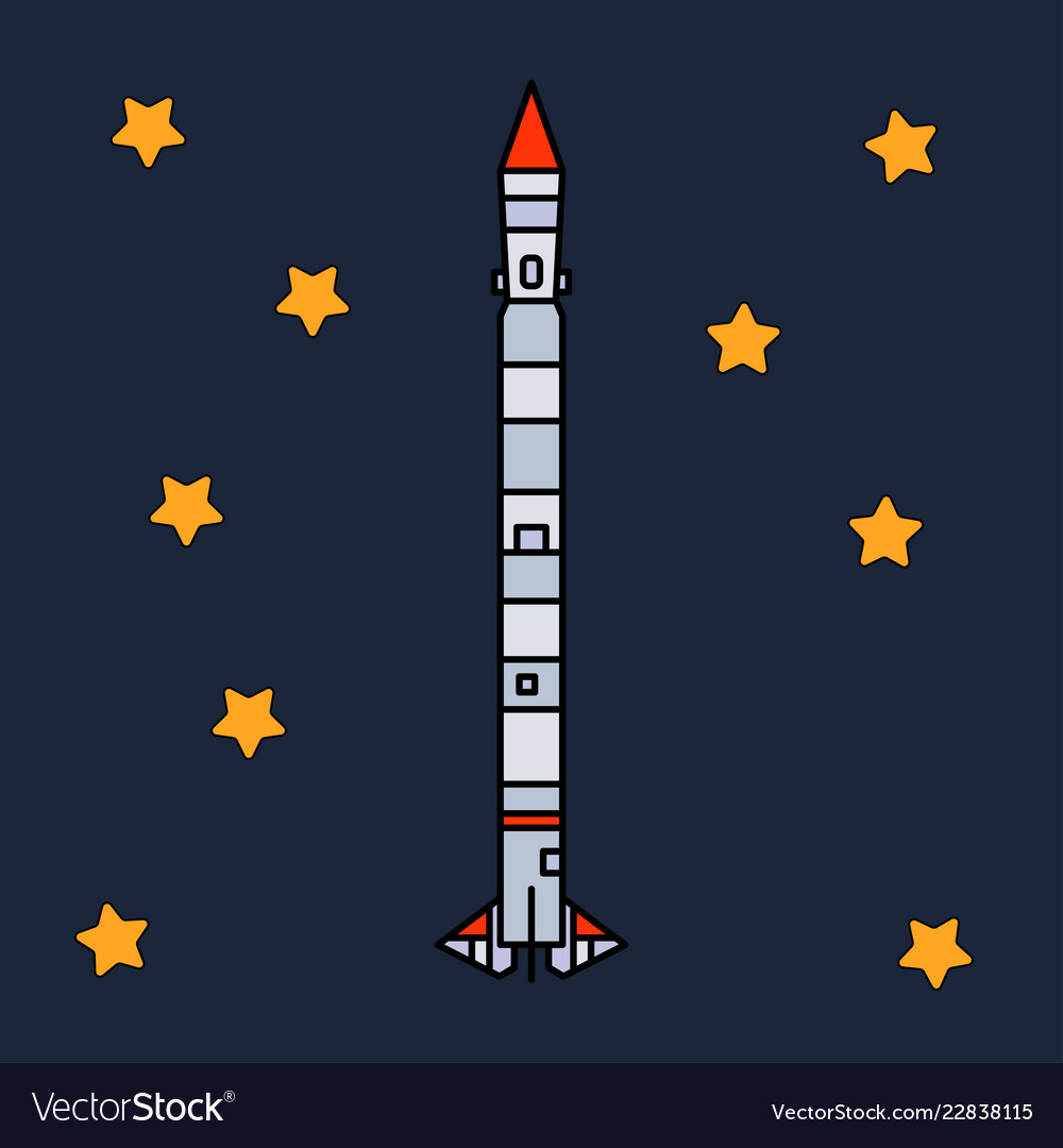 Line flat color icon elements of aerospace