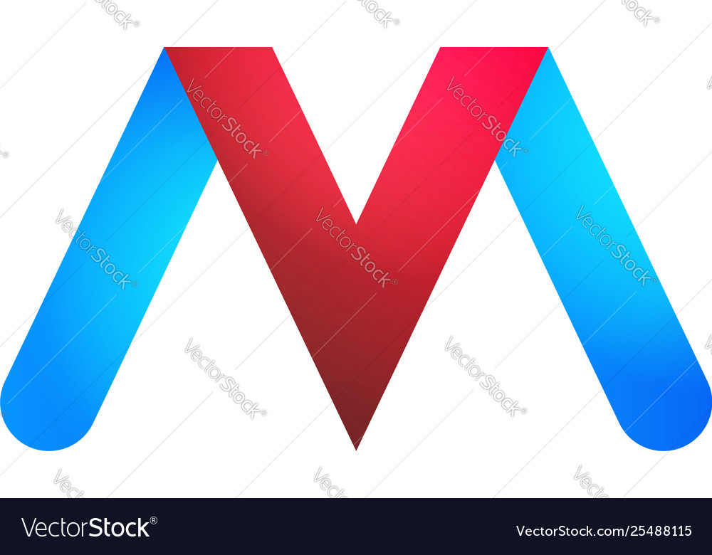 Logos letters v and m in blue and red Royalty Free Vector