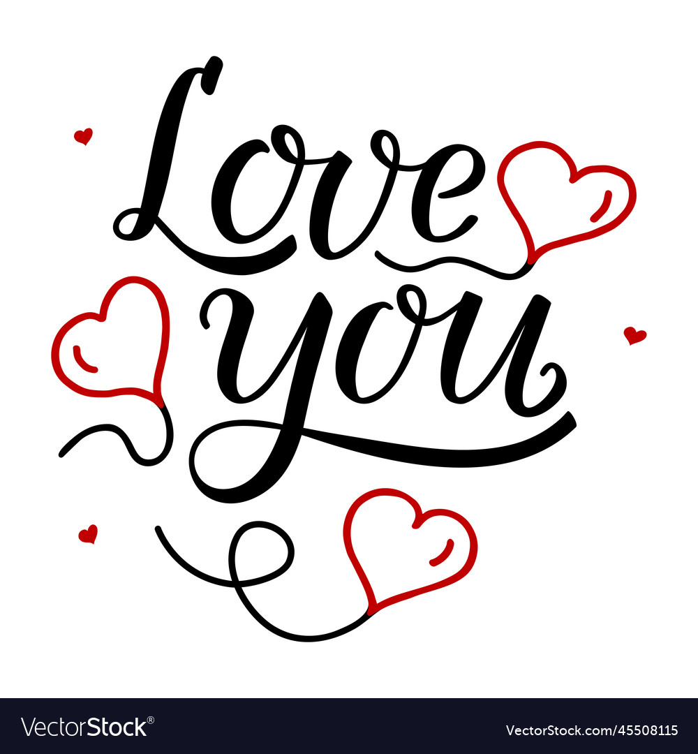 Love you handwritten lettering with balloon Vector Image