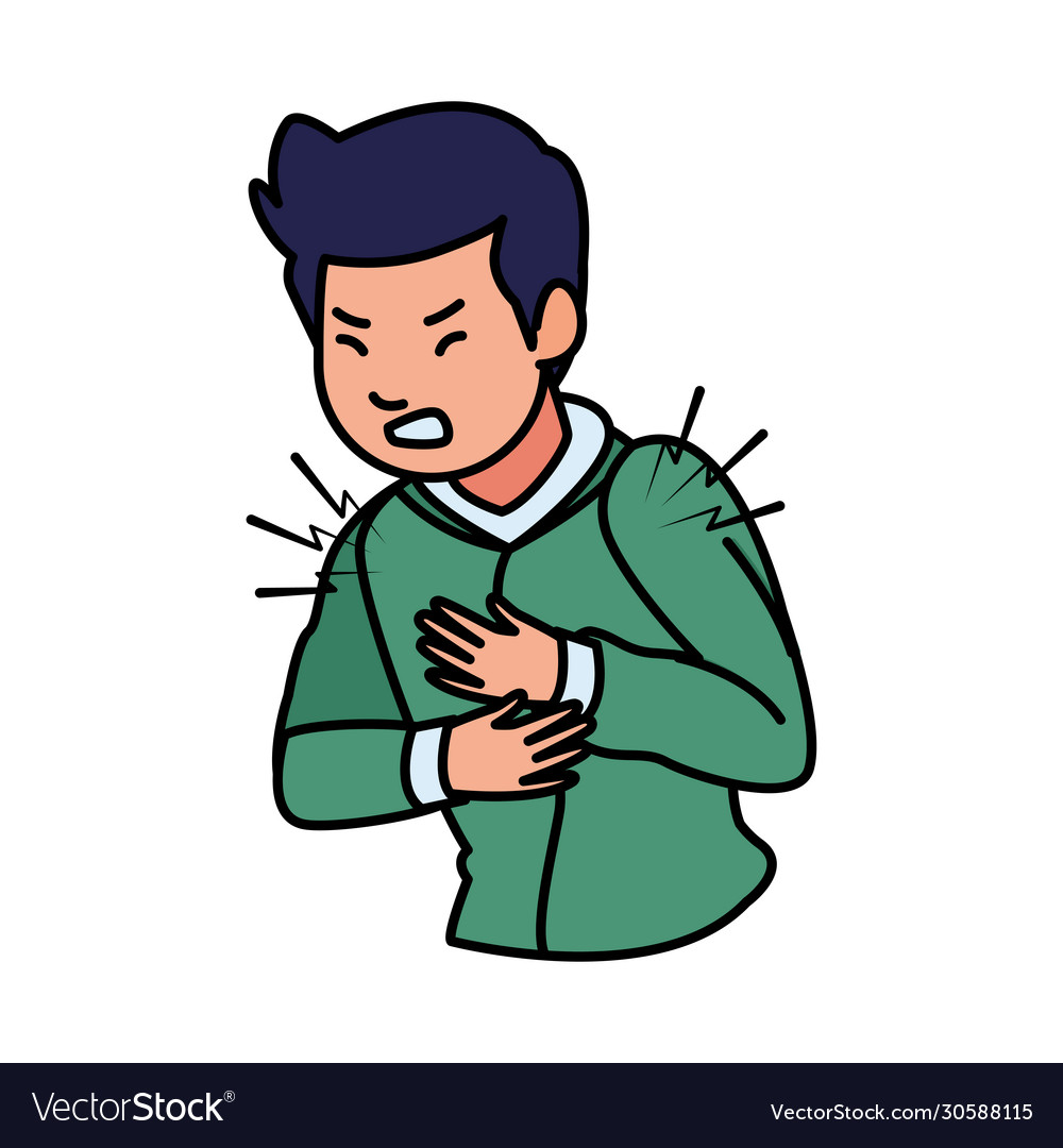 Man sick with chest pain covid19 symptom Vector Image