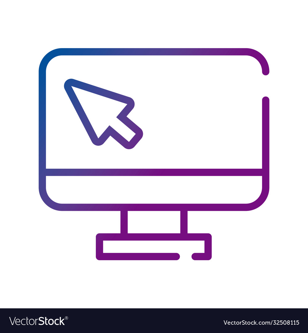 Monitor computer with arrow mouse gradient style