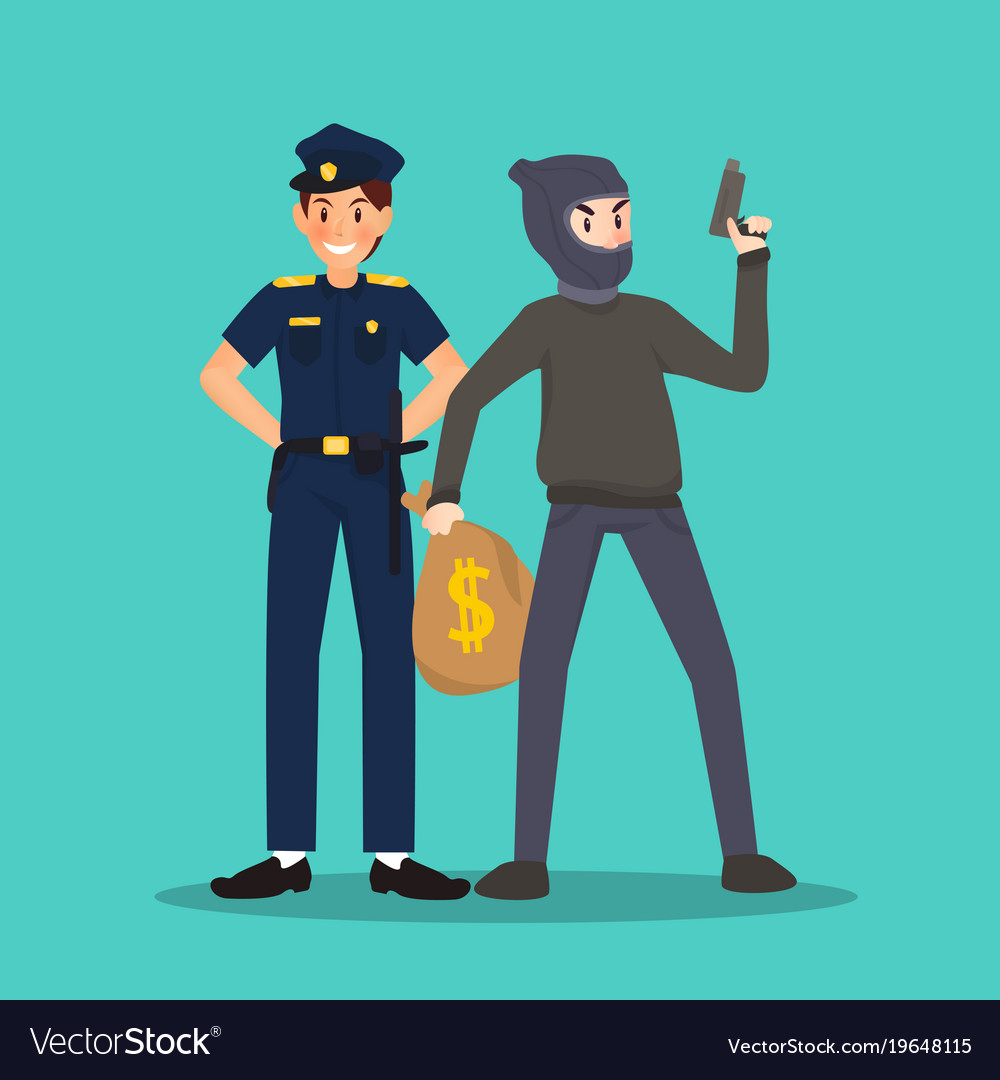 Police and thief in different character on sky Vector Image