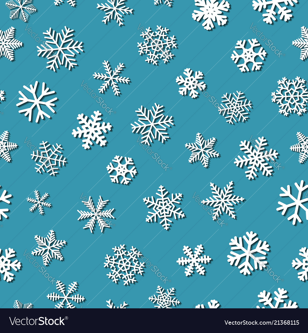 Seamless pattern of snowflakes with shadows vector image Seamless pattern of snowflakes with shadows