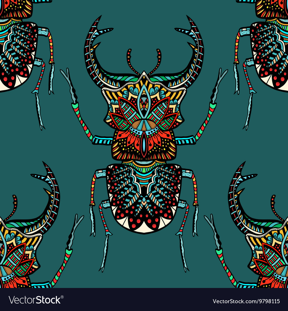 Seamless pattern with beetle