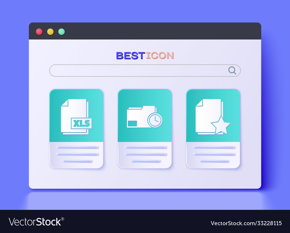 Set document folder with clock xls file vector image Set document folder with clock xls file