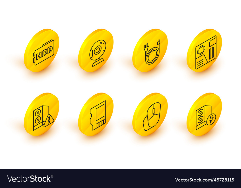 Set line case of computer mouse sd card vector image Set line case of computer mouse sd card