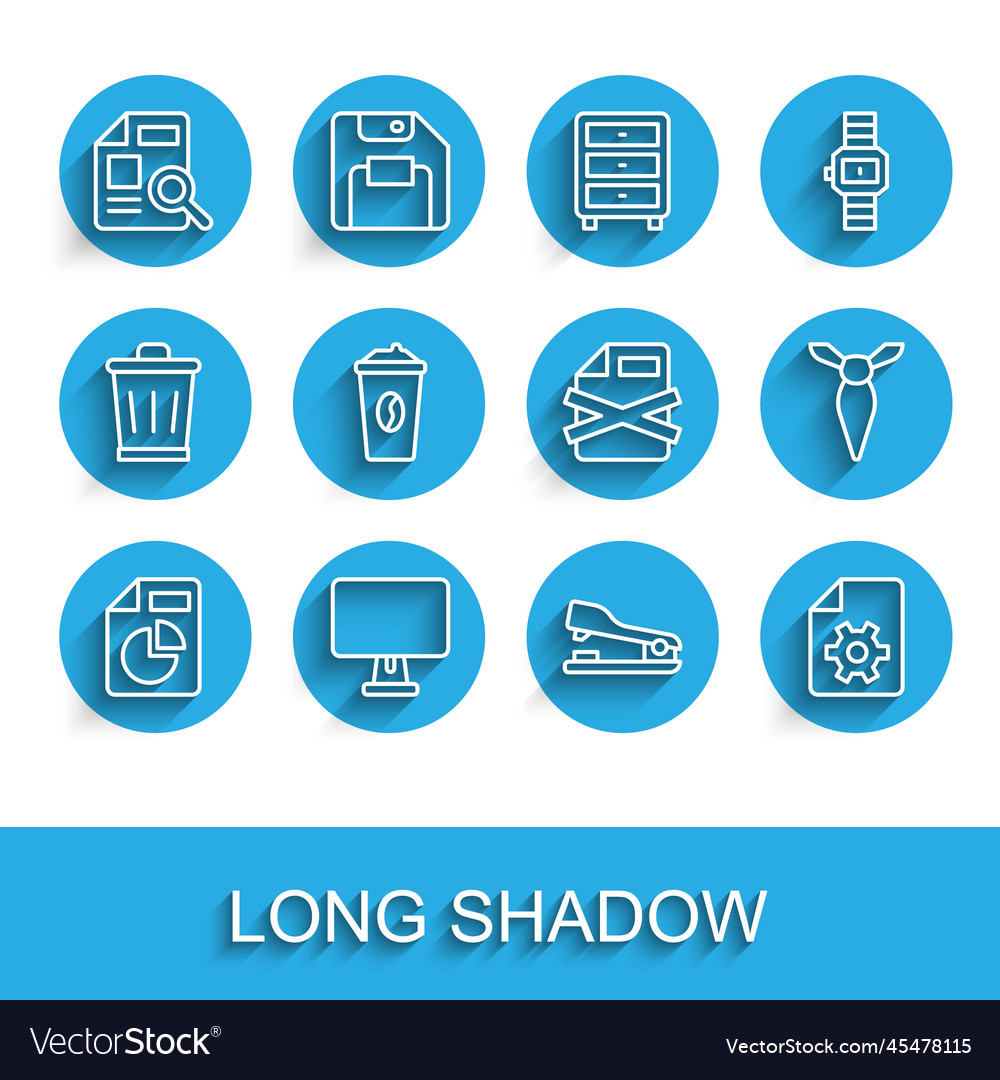 Set line document with graph chart computer vector image Set line document with graph chart computer