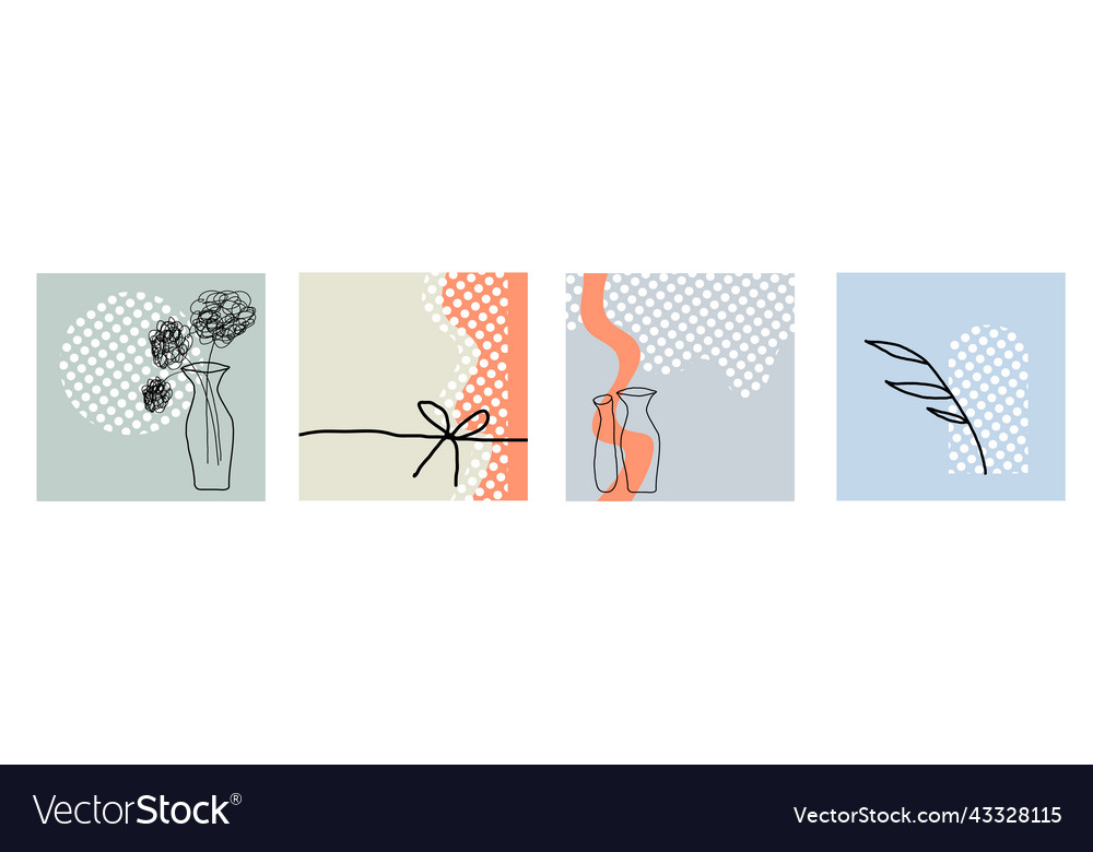 Set of 4 square abstract background for social vector image Set of 4 square abstract background for social