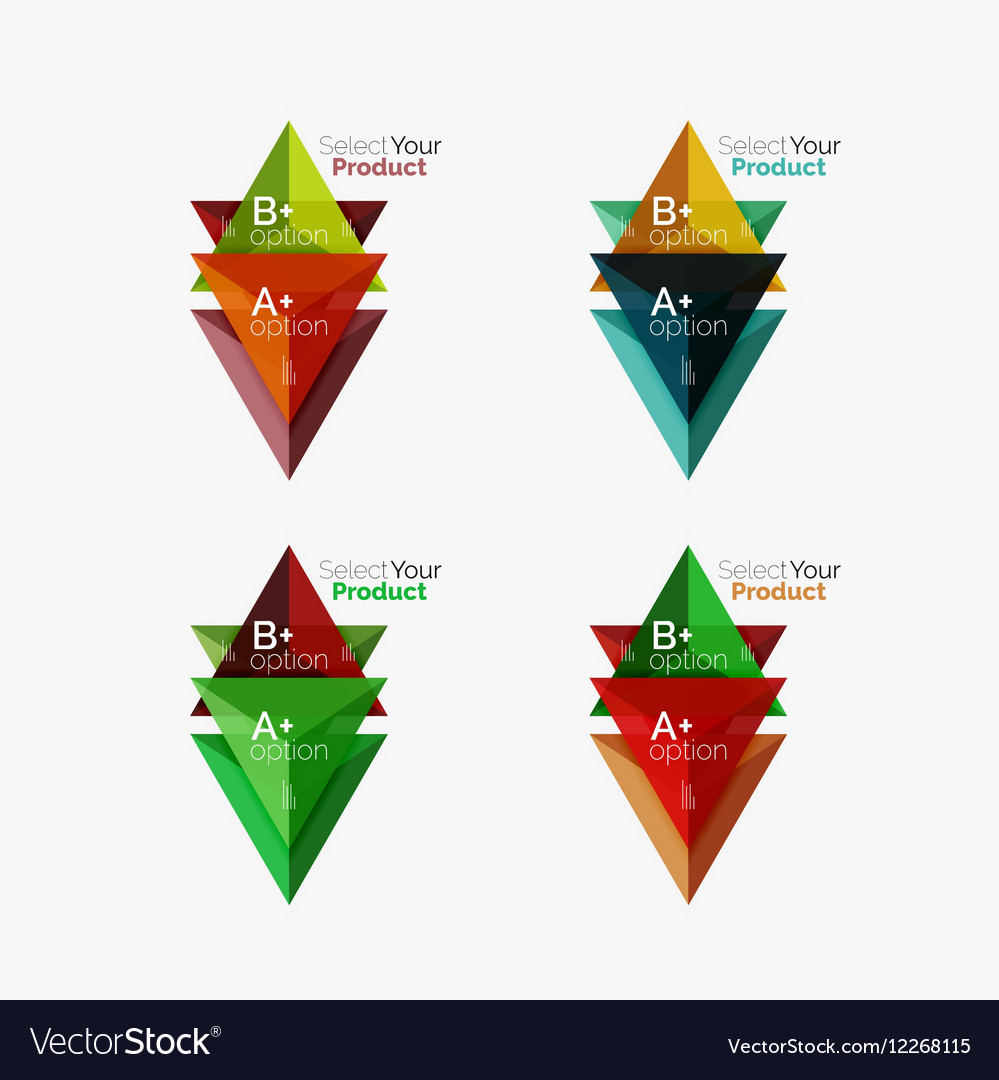 Set of triangle infographic layouts with text