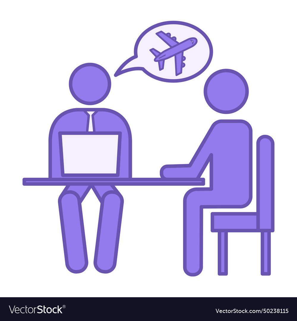 Travel agent colored icon of sitting