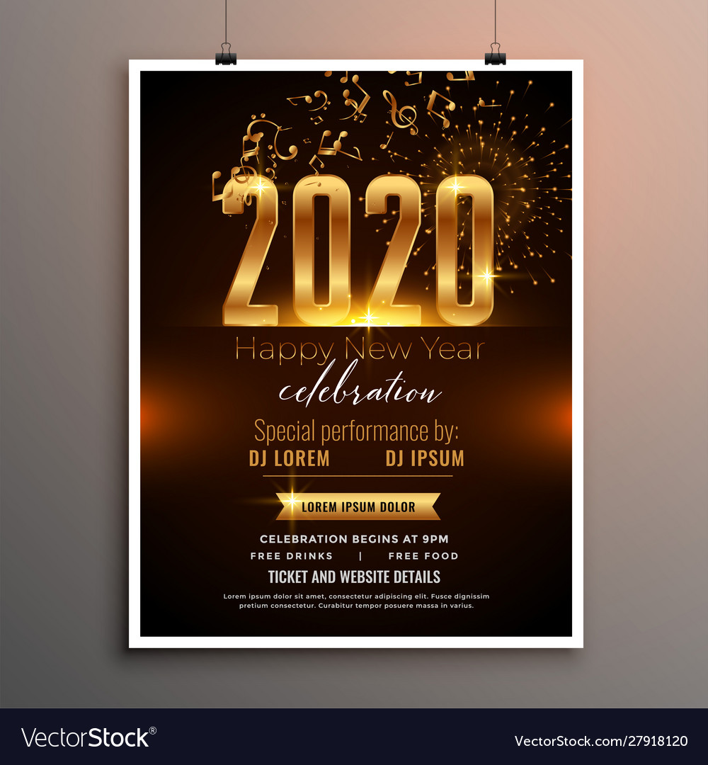 2020 new year celebration musical party flyer