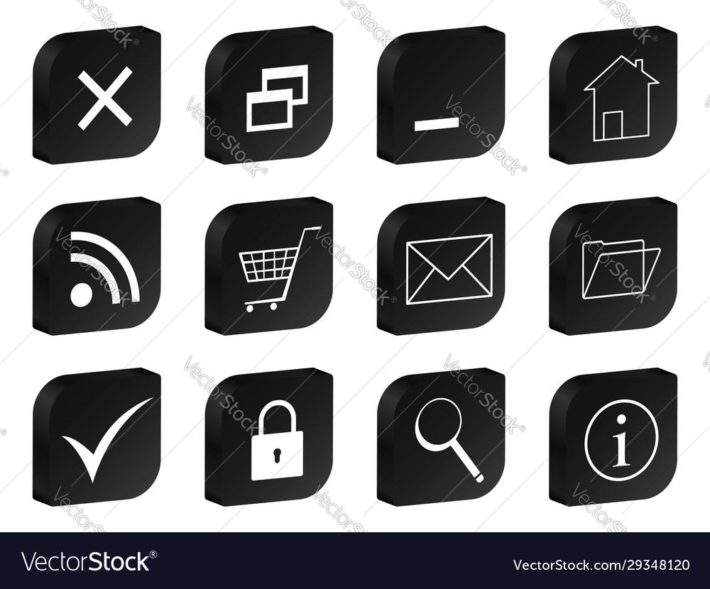 3d web buttons set black