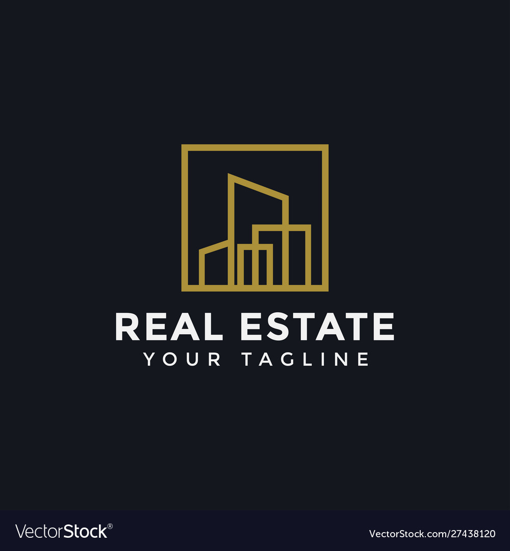 Abstract simple elegant real estate logo line Vector Image