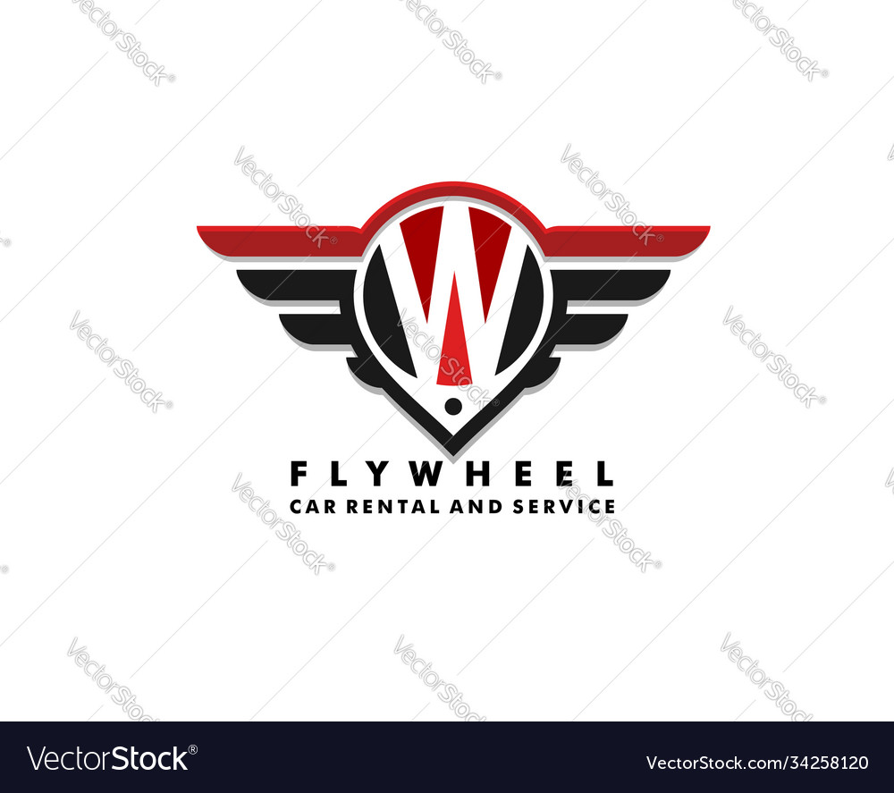 Auto Logo mit Rad und Flügeln vector image Auto Logo mit Rad und Flügeln