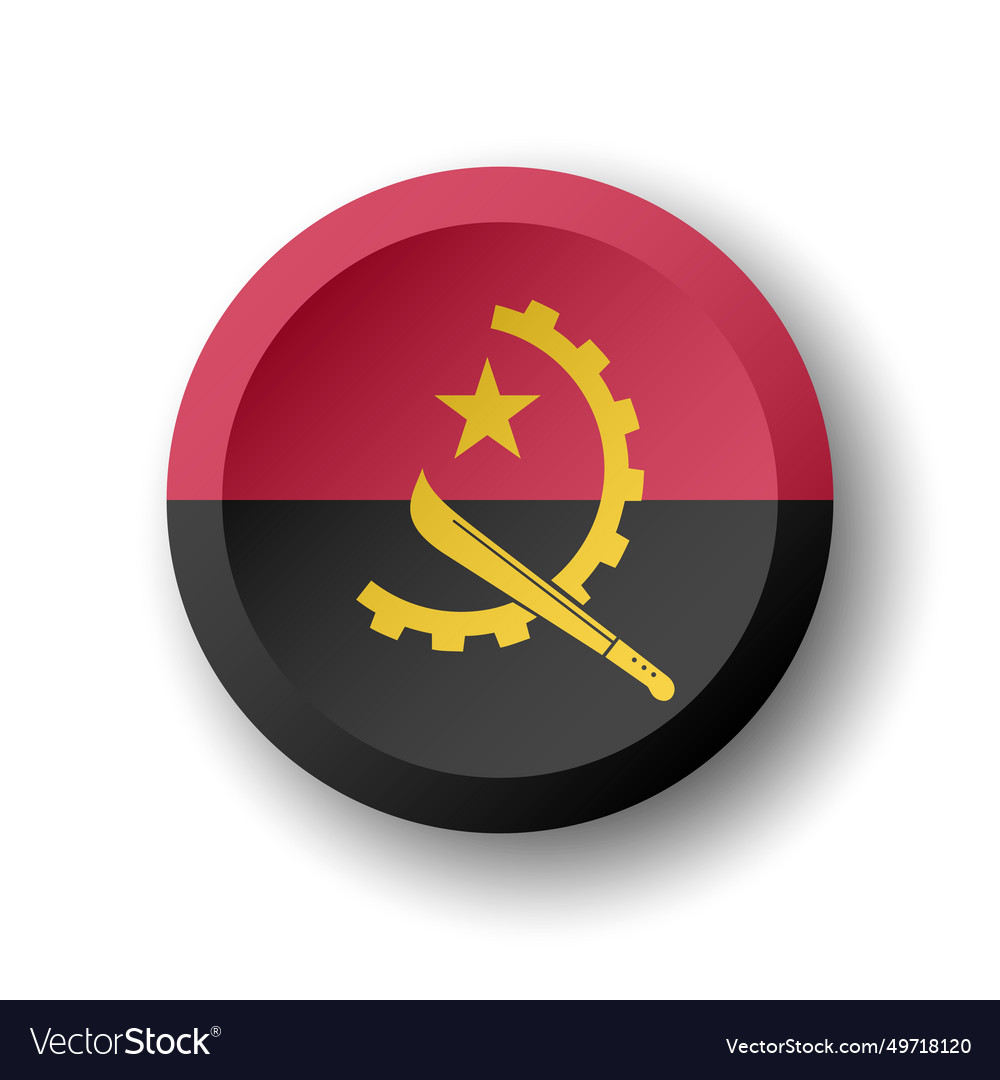 Circle button flag of angola vector image Circle button flag of angola