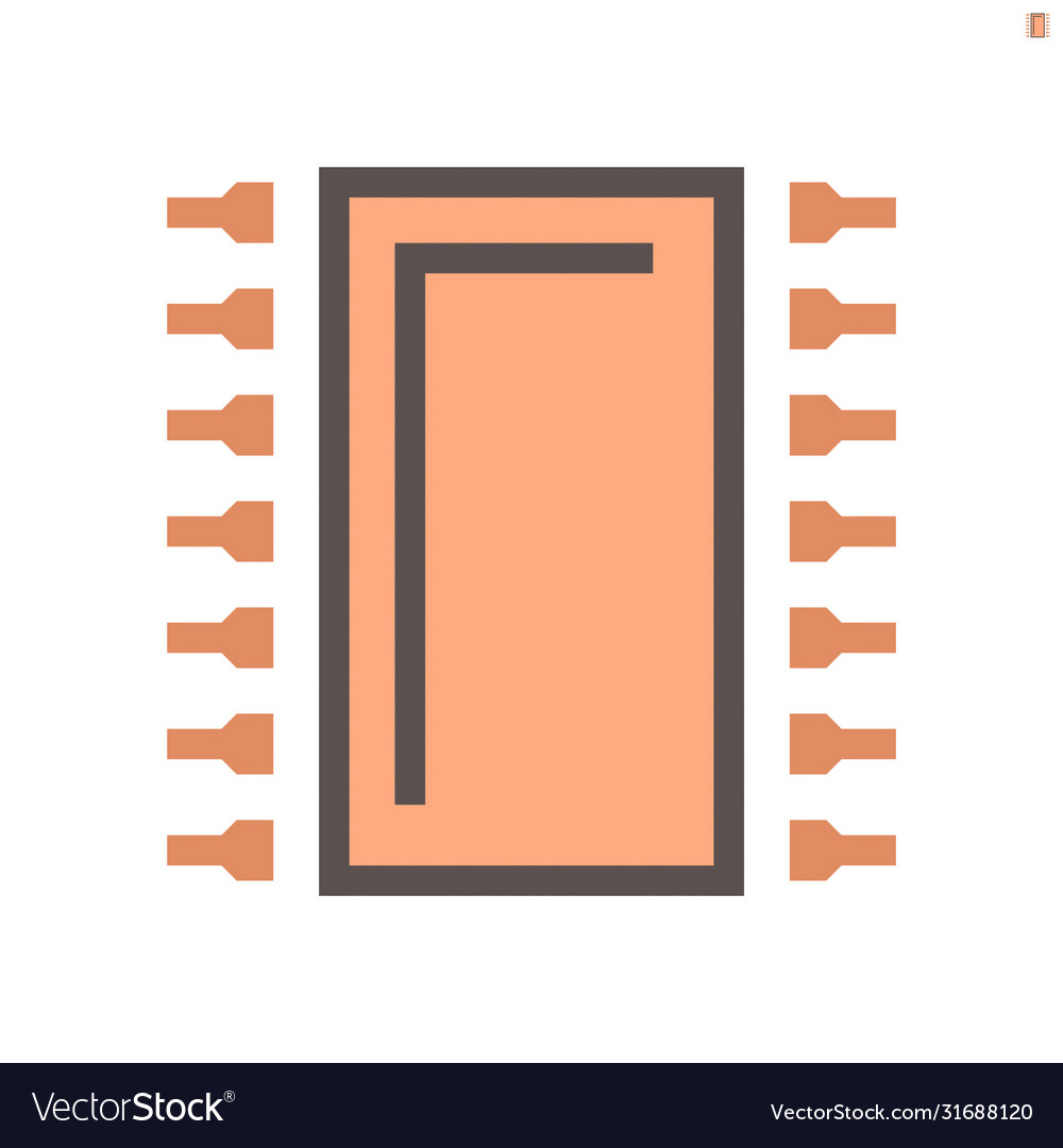 Computer chip processor and technology icon set vector image Computer chip processor and technology icon set