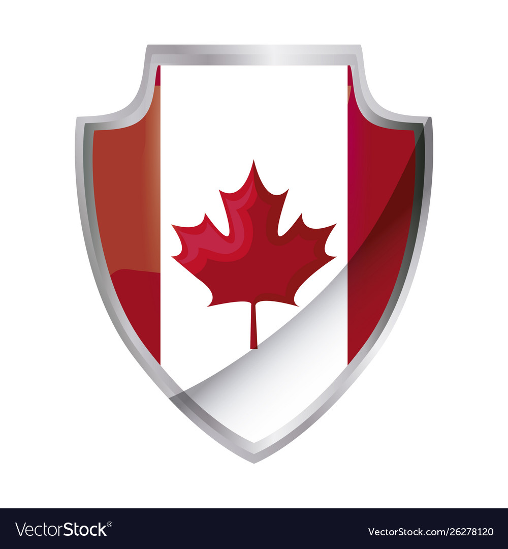 Flag Canada Patriotic In Shield Shape Royalty Free Vector