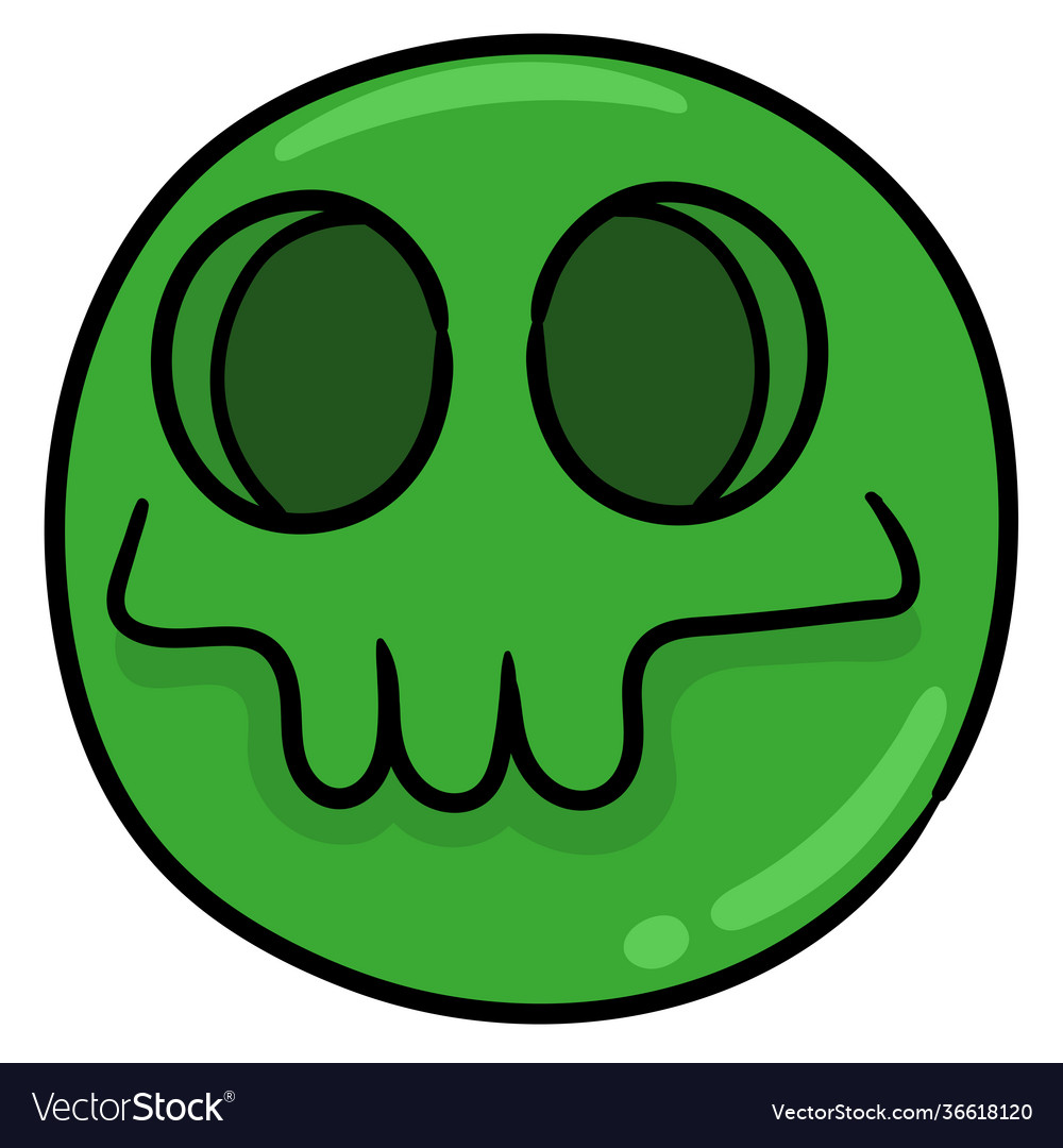 Green smiling emoticon ball doodle icon image