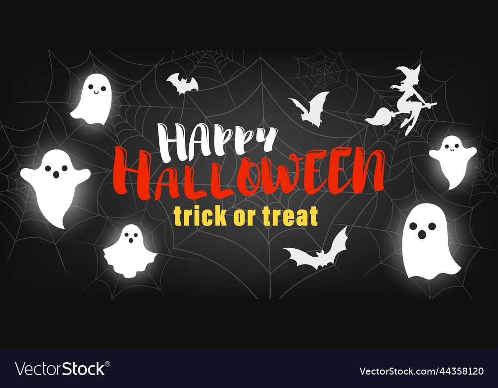 Holiday banner with text happy halloween