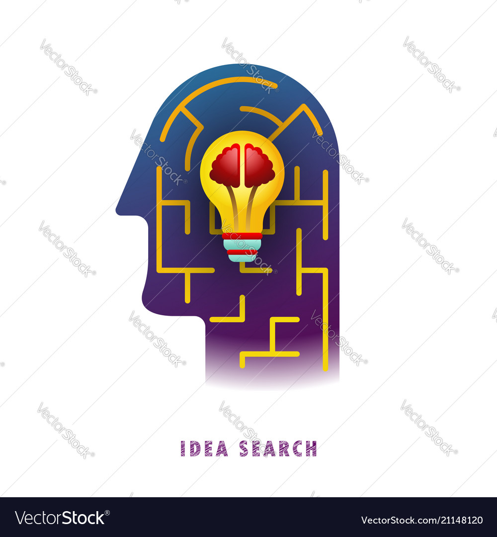Idea search lamp in the maze vector image Idea search lamp in the maze