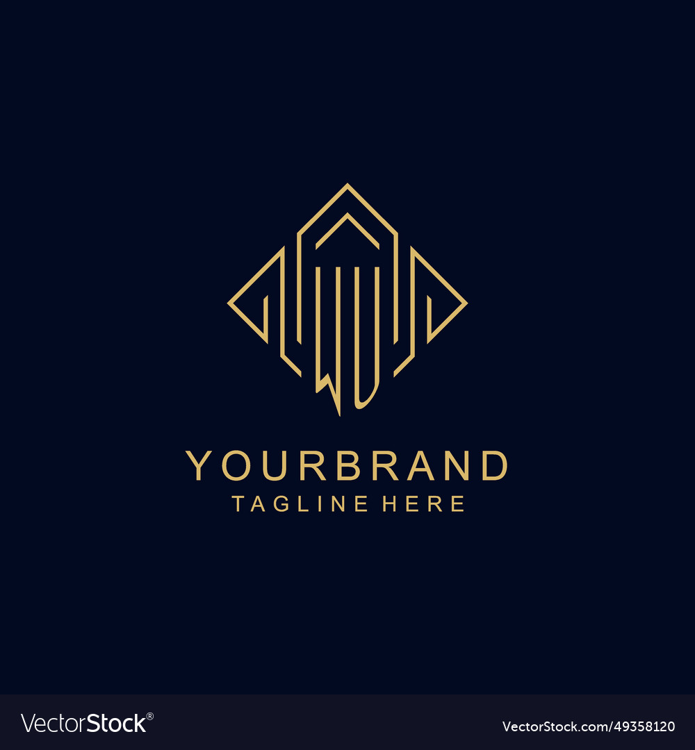 Initial logo wu monogram with rhombus line style