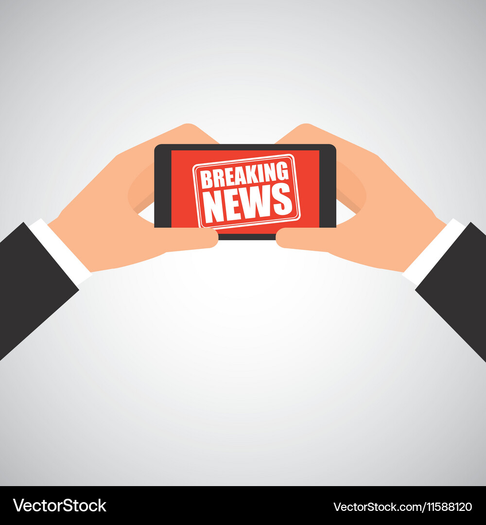 News Breaking Hand Hold Smartphone Icon Royalty Free Vector