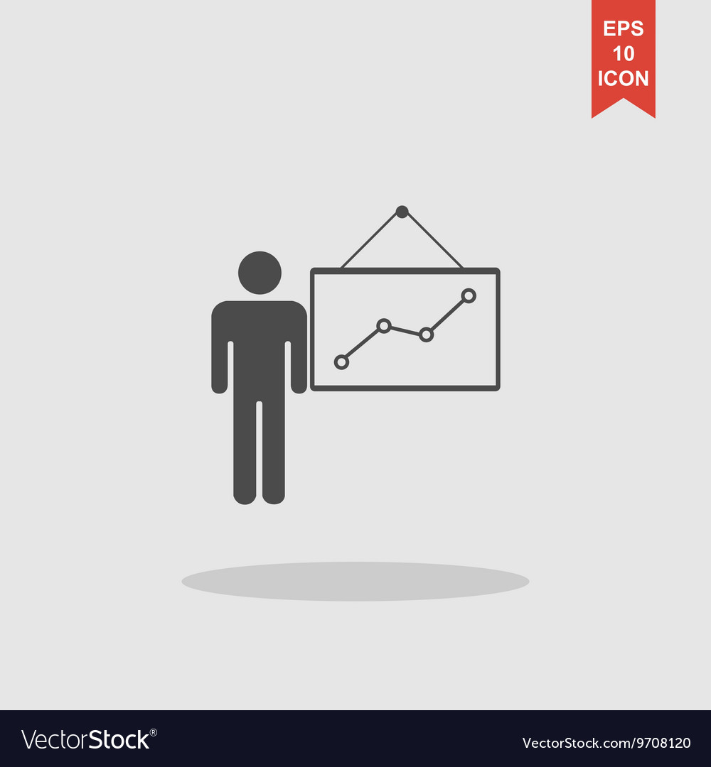 Presentation sign icon man standing with pointer
