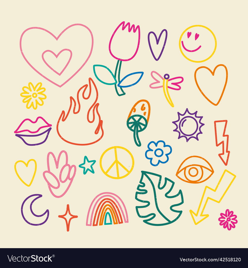 Retro print with hippie elements