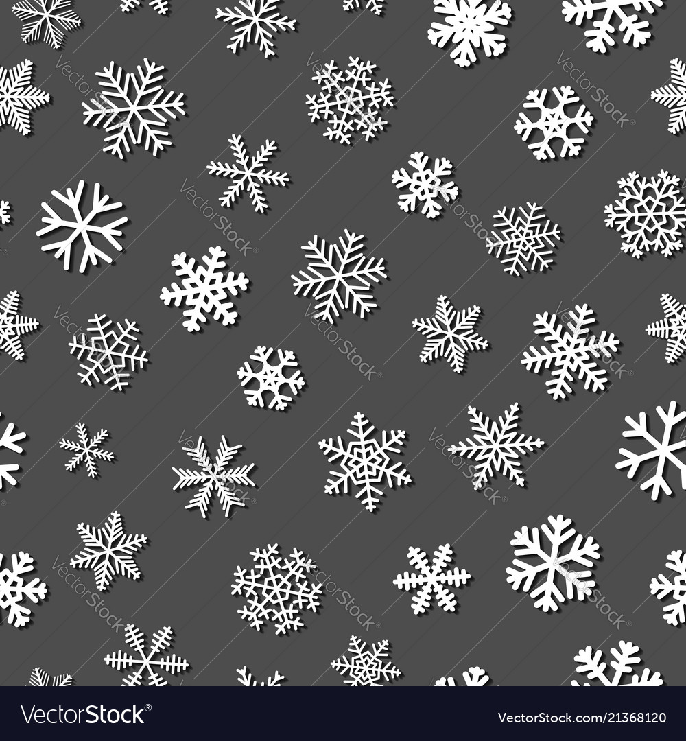 Seamless pattern of snowflakes with shadows Vector Image Seamless pattern of snowflakes with shadows