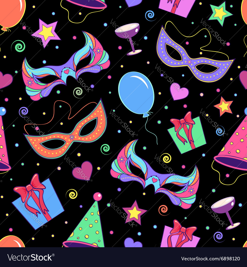 Seamless pattern with different elements of party Vector Image