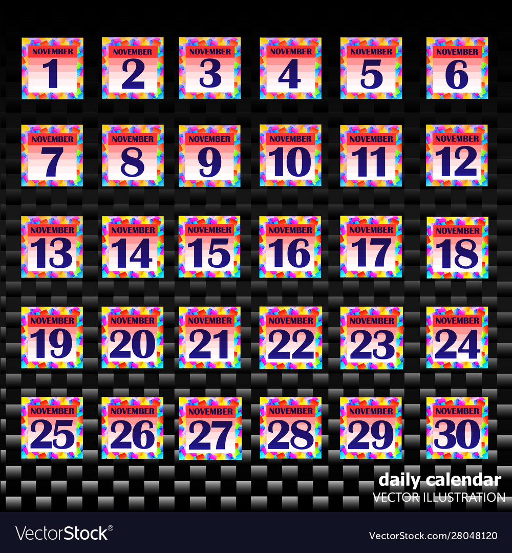 Set buttons with calendar dates for month vector image Set buttons with calendar dates for month