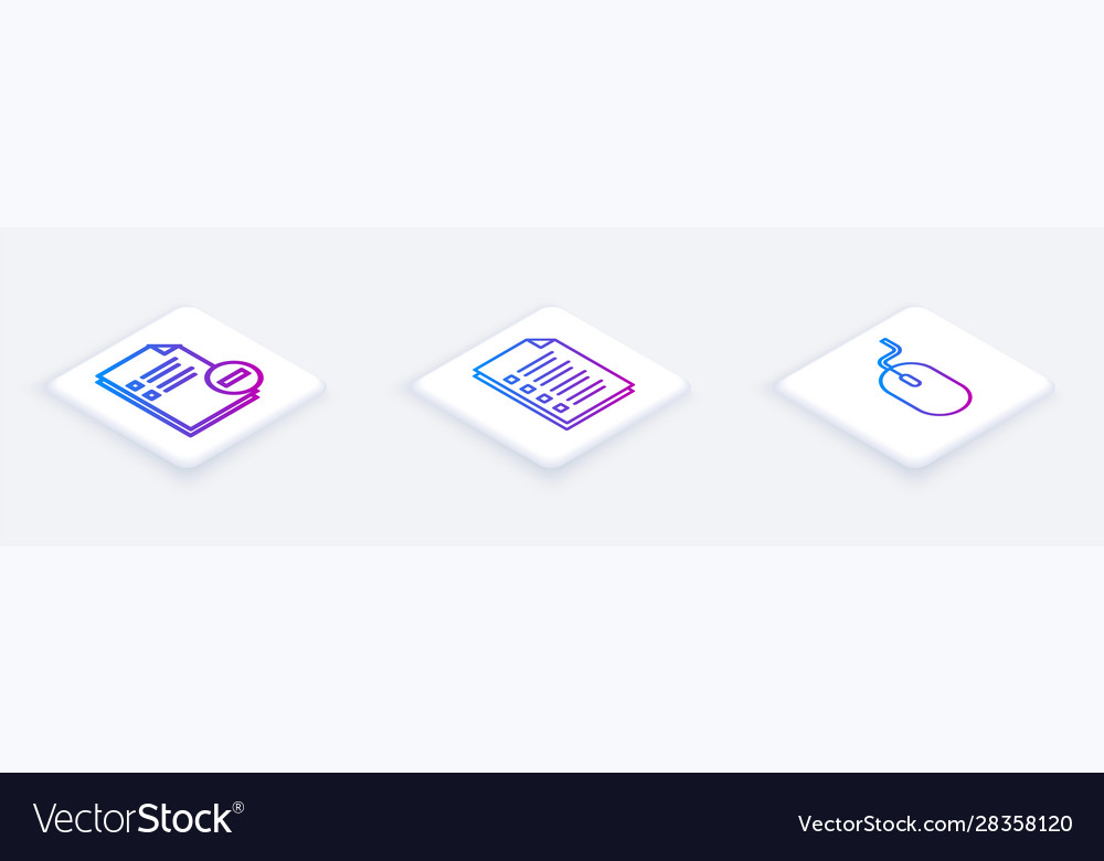 Set isometric line document with minus file Vector Image Set isometric line document with minus file